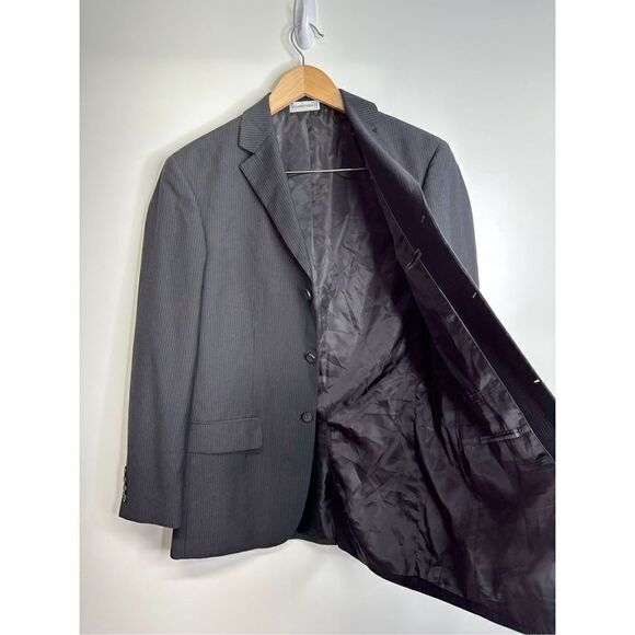 Geoffrey Beene Blazer Jacket Mens Gray Striped Size 38R - Picture 6 of 10